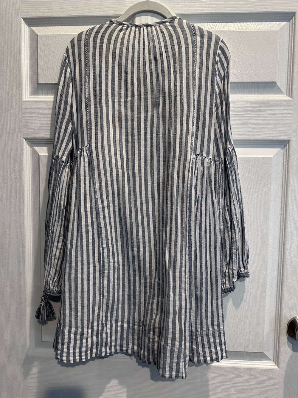 Ulla Johnson Striped Lace-Up Tunic in Blue & White - Picture 4 of 4